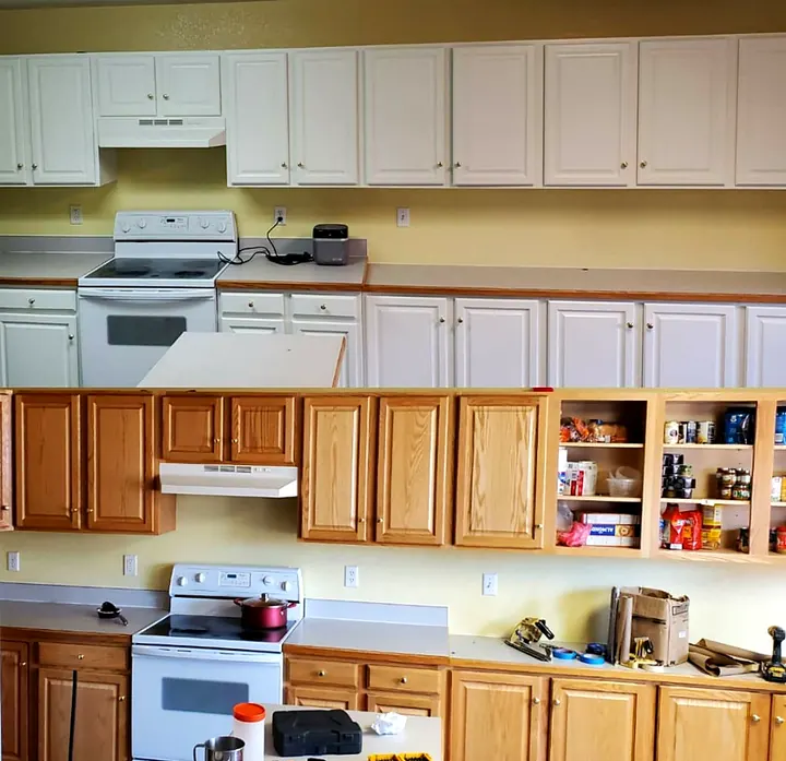 Kitchen cabinet refinishing by Red Barn Painting