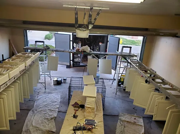 Kitchen cabinet refinishing by Red Barn Painting