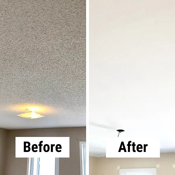Popcorn ceiling removal before and after